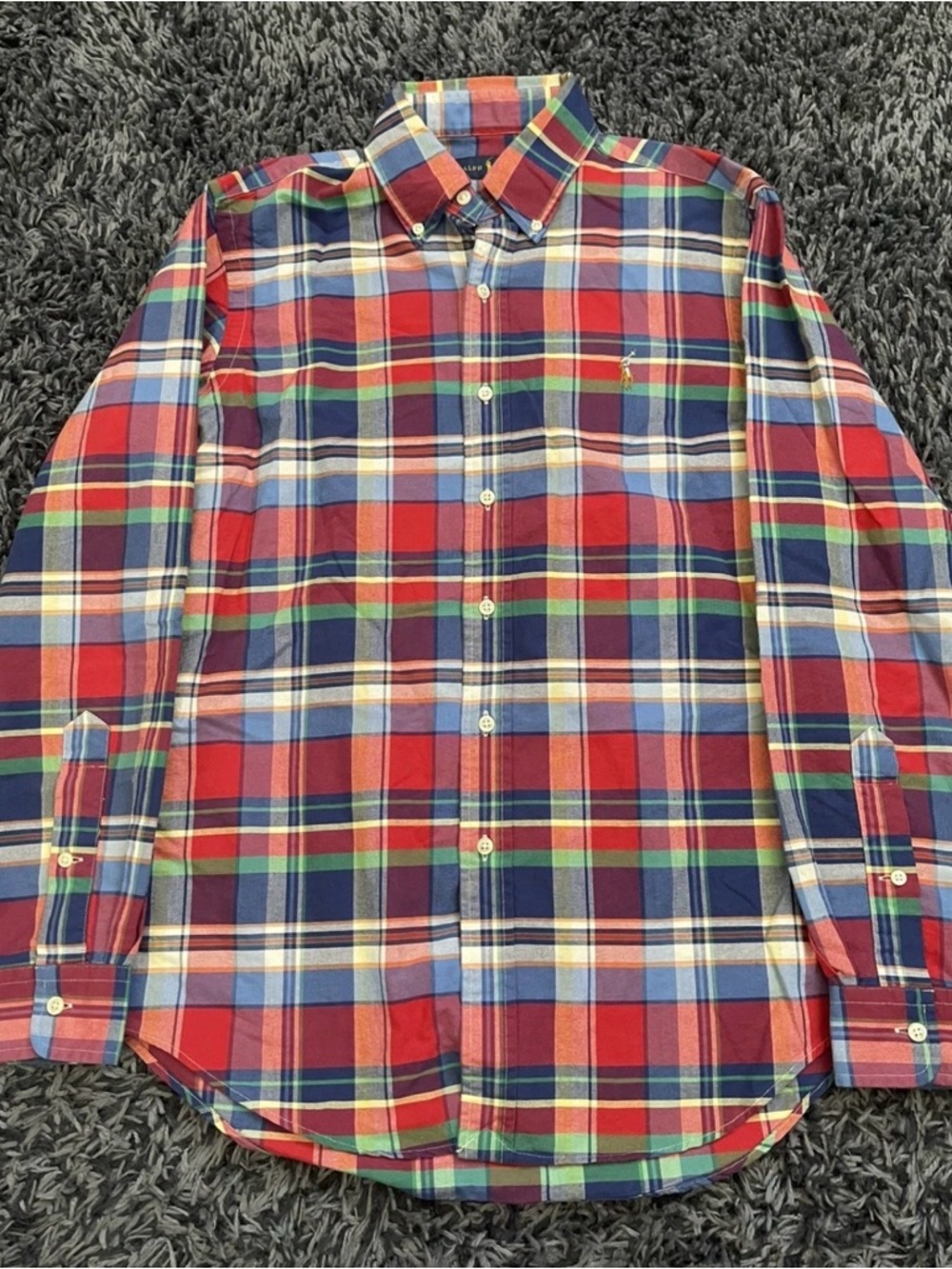 Ralph Lauren Red Multi-Color Plaid Button-Down Shirt Size:s/p